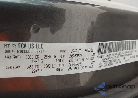 2017 Chrysler Pacifica Limited z USA, uszkodzony, nr VIN 2C4RC1GG6HR741343